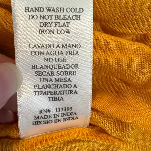 En Crème Mustard Yellow Maxi Dress S Boho Festival Metallic Embroidery NWT - Picture 7 of 9